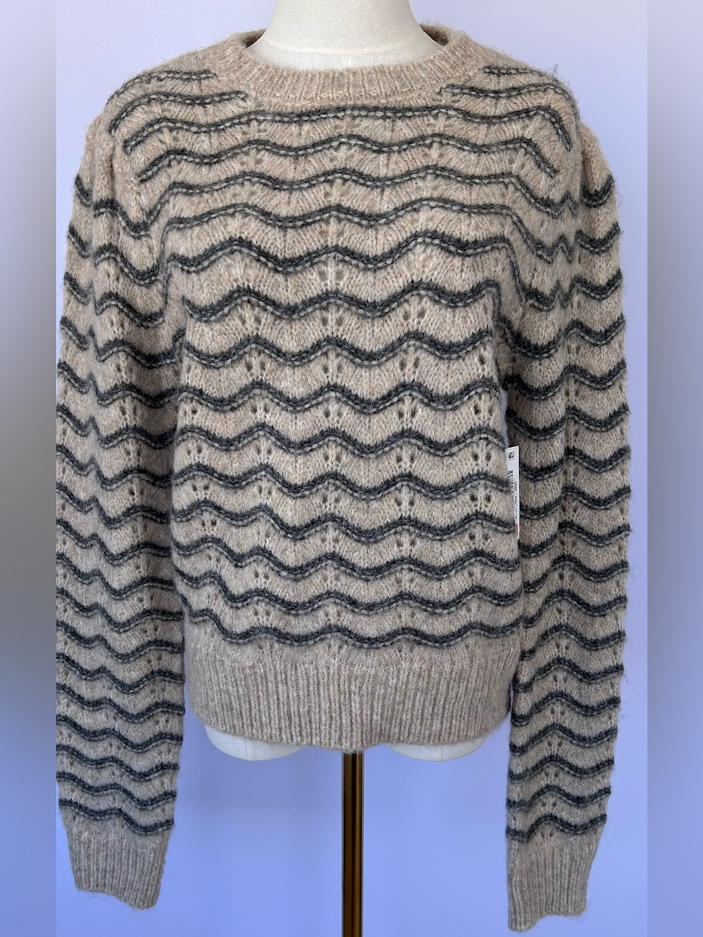 ASTR‎ the Label Women’s Jaylani Wavy Stitch Sweater Pointelle Knit Size Large